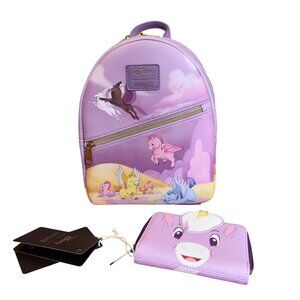 Disney Loungefly Pegasus Mini Backpack & Unicorn Zip Wallet Combo - Purple Paste